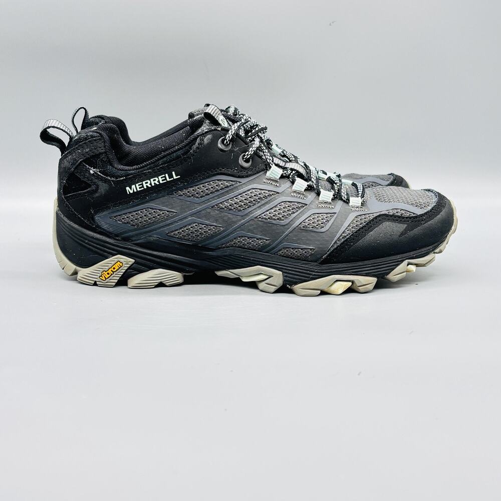 Merrell Shoes Womens 8.5 Gray Black Granite Vibram Trail Hiking Outdoor Sneakers